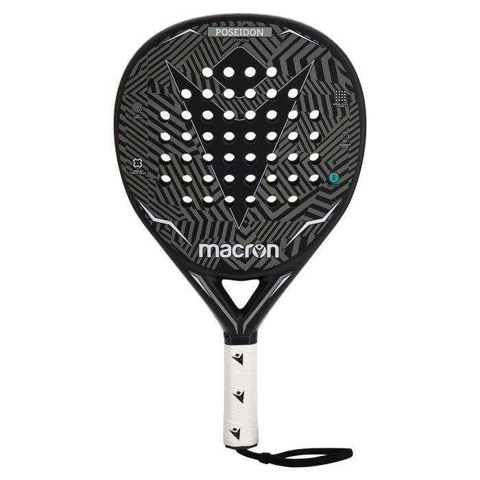 Macron Poseidon Shadow II Premium Padel-Schläger 12K Carbon Schwarz/Grau
