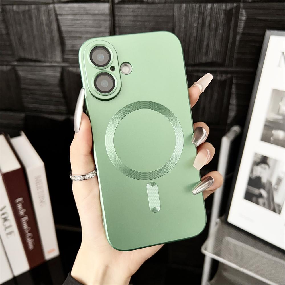 Luxury Metallic Matte Magnetic For Magsafe Armor Case For iPhone 16 15 14 Pro Max Plus 13 12 11 XR X XS 7 8 SE Shockproof Cover
