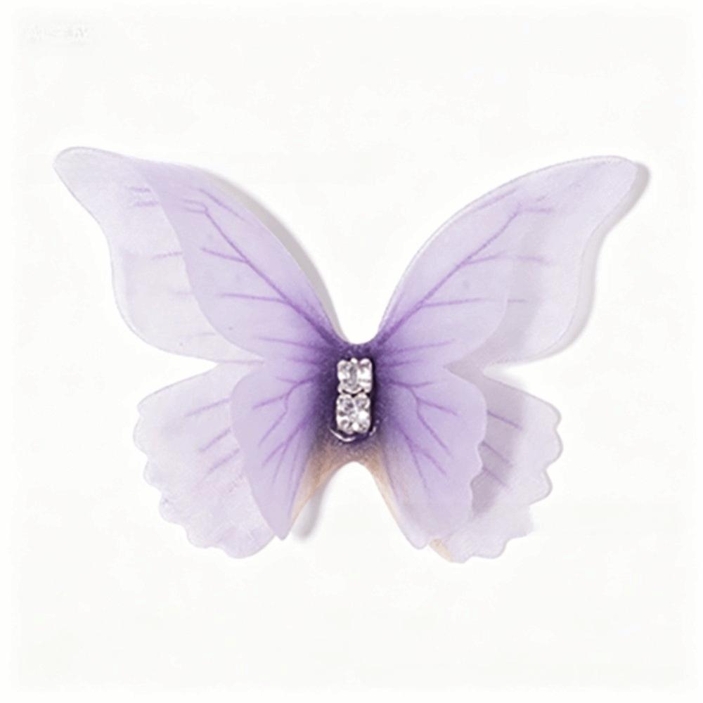 50Pcs Double-layer Chiffon Butterfly Embroidered Patches Bridal Hair Accessories