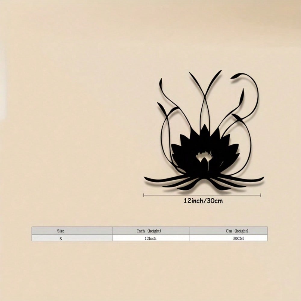 Metal Wall Art Lotus Modern Minimalist Iron Botanical Decor 2D Black White Neutral Tone Living Room Bedroom Office