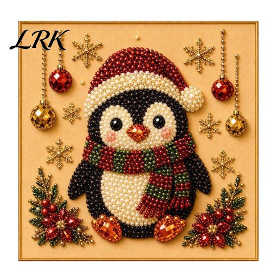 DIY Winter Scene Art Set Xmas Faux Pearl Painting Kit, Christmas 3D Festive Crafting Gift for Friends Holiday Craft Project Adults, Home Wall