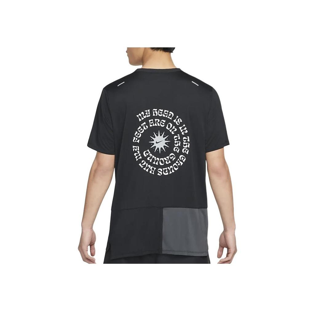 Nike Solid Color Back Letter Print Short Sleeve T-Shirt Men Tops Black DM4666-010