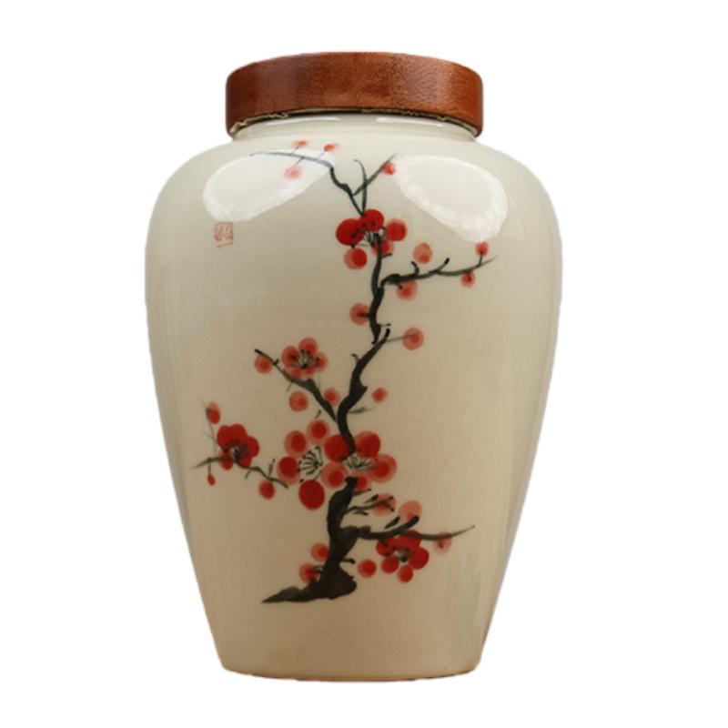 Hand-painted Bamboo Ceramic Tea Canister - Moisture-proof Storage for Green, White, and Pu'er Tea
