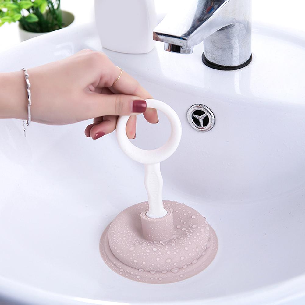 2Pcs Handheld Suction Pipe Cleaner Pipeline Dredging Cleaning Tool for Kitchen Bathroom UsePink