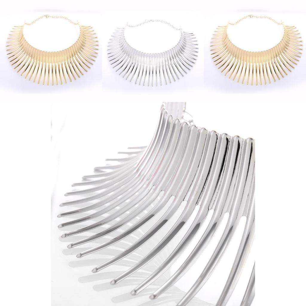 Fashion Solid Color Curved Design Women Metal Necklace Collar For Streetwear And Party Wear