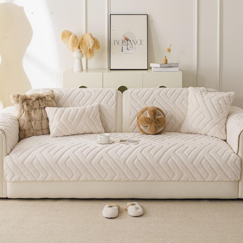 Thermal Fleece Living Room Sofa Cover Jacquard Sofa Throw Non-Slip, Scratch-Resistant Soft Sofa Cushion