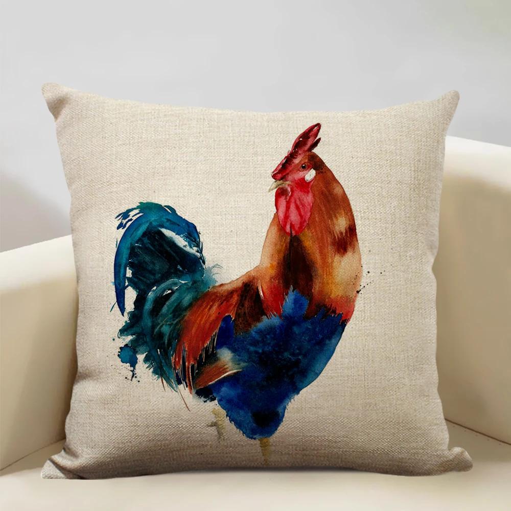 Watercolor Animal Horse Chicken Lizard Cow Antelope Decorative Pillow Case 45x45cm Cushion Cover for Sofa Home Decor