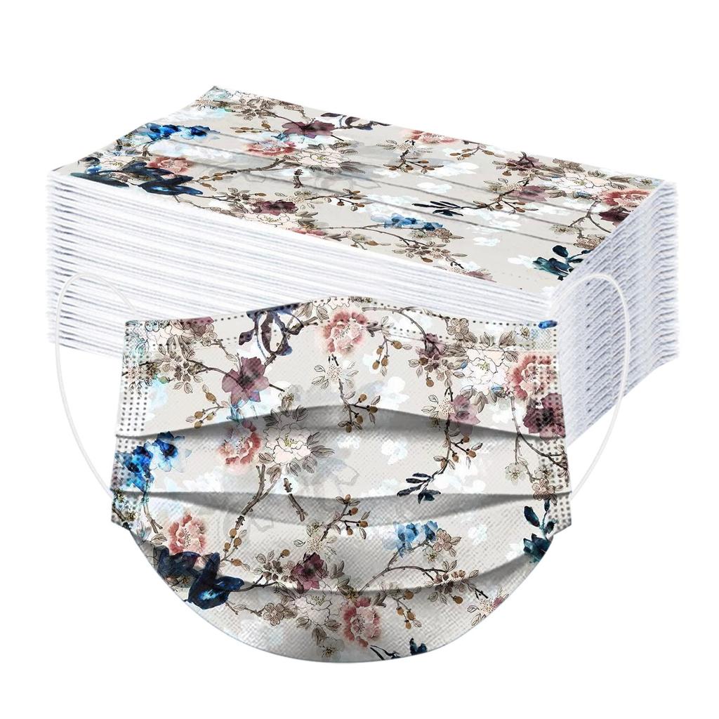 50 STÜCKE Mode Druck Einweg-Gesichtsmaske für Erwachsene 3-lagig mit Ohrschlaufe Anti-PM2.5