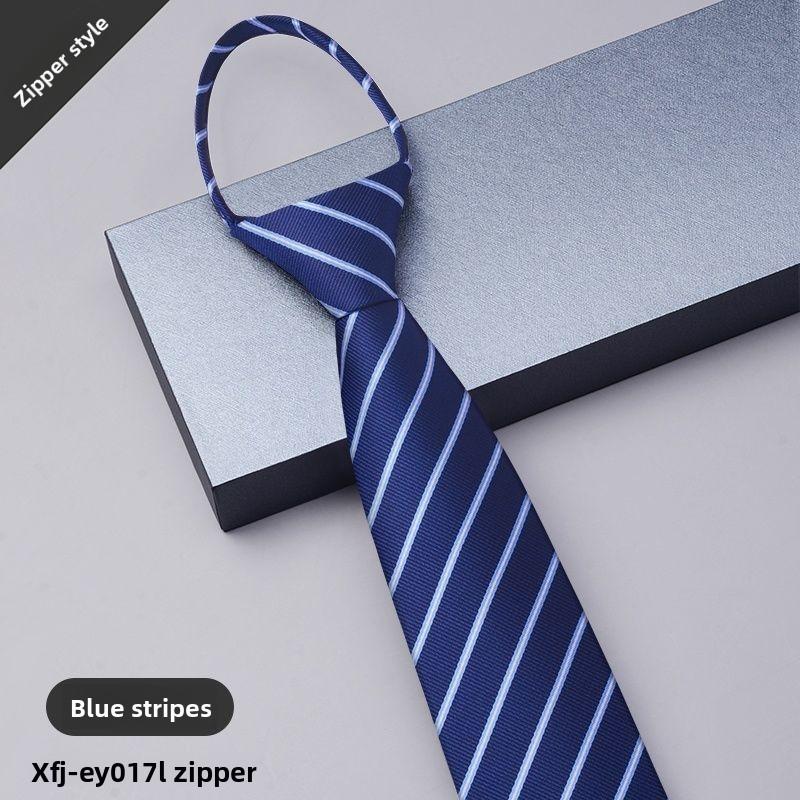 

Tie For Men With Zipper Closure For Formal Business And Wedding Attire Blue Stripes