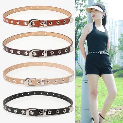 Trendy Silver Buckle Eyelet Belt - Versatile Women's Fashion for Jeans