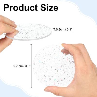 2pcs Foil Acrylic Cup Coasters Round Acrylic Drink Coaster Decorative Plates for Tabletop Protection Bar Home Decor