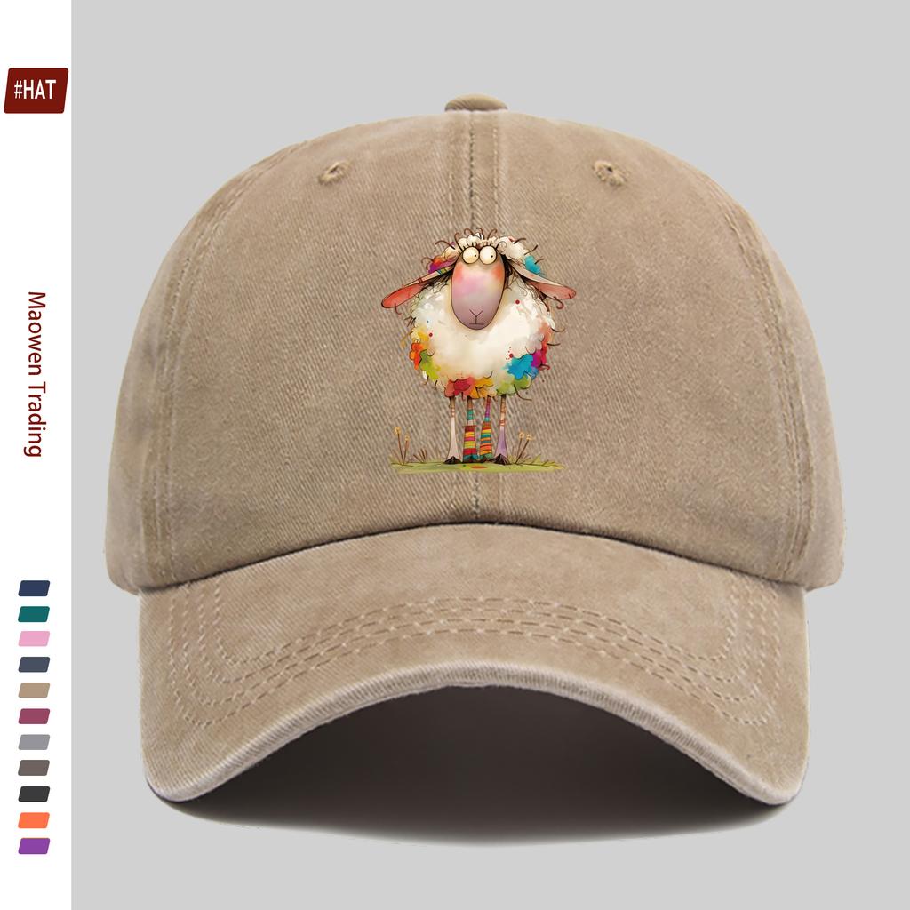 pc Cute Animal Series Printed Sun Hat Comfortable Lightweight Dreamy Style Sheep Print Trucker Hat Adjustable Strap Washable