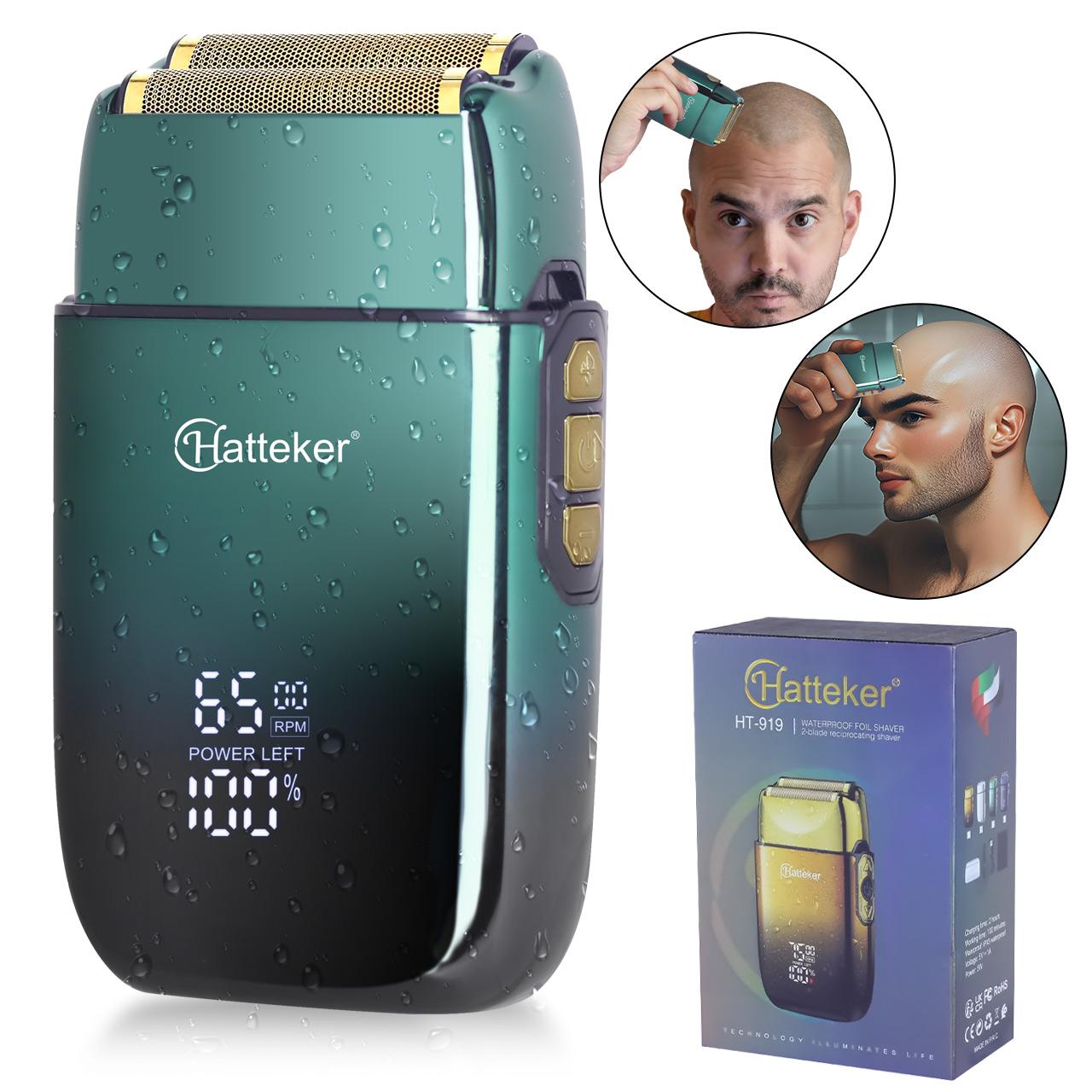 

Водонепроникна електрична бритва з плівкою, електрична акумуляторна бритва для голого голови зі світлодіодом зелений