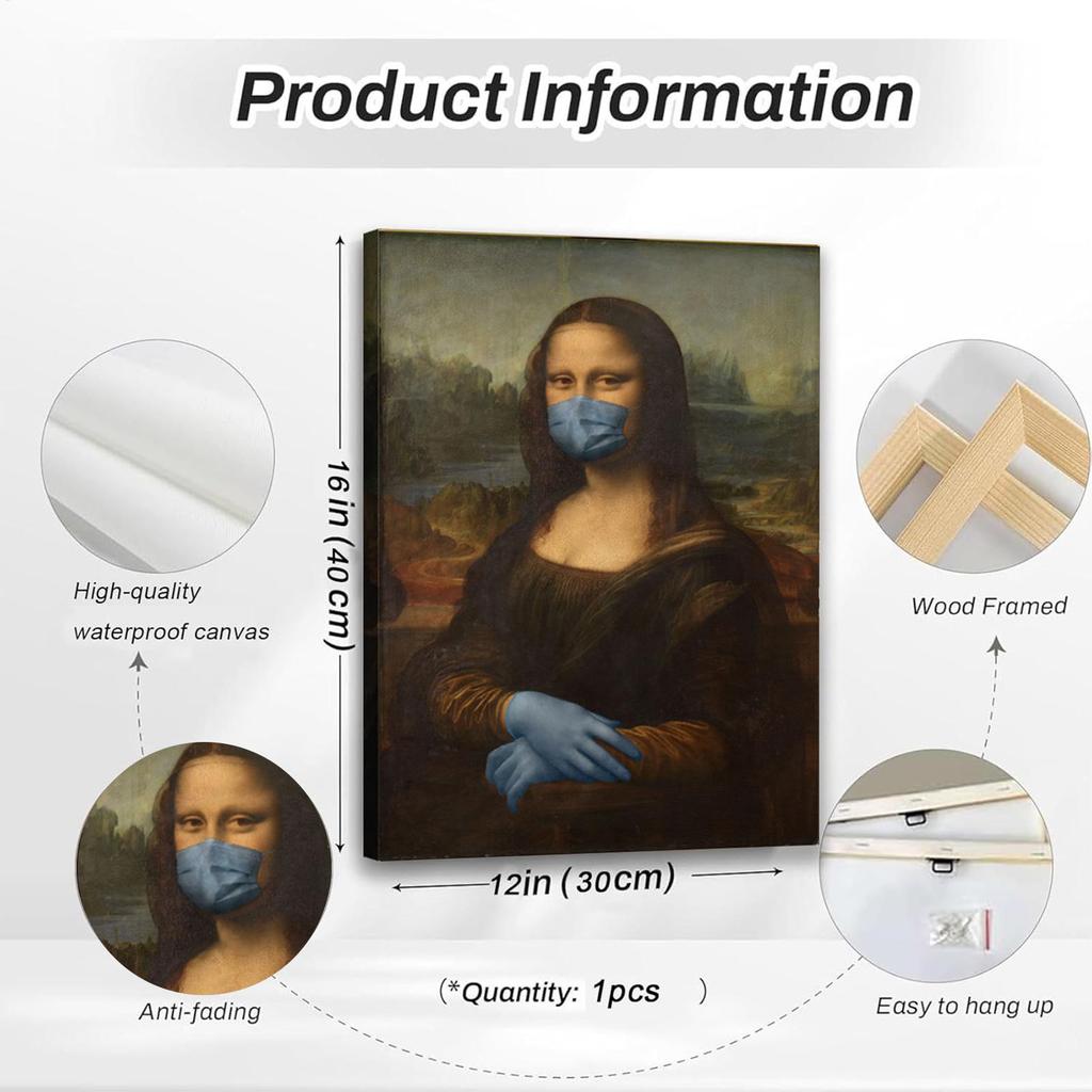 Women Wall Art Funny Humorous Female Figure Painting Retro Cover Nose Design Canvas Print for Home Hotel Apartment Dorm Decor
