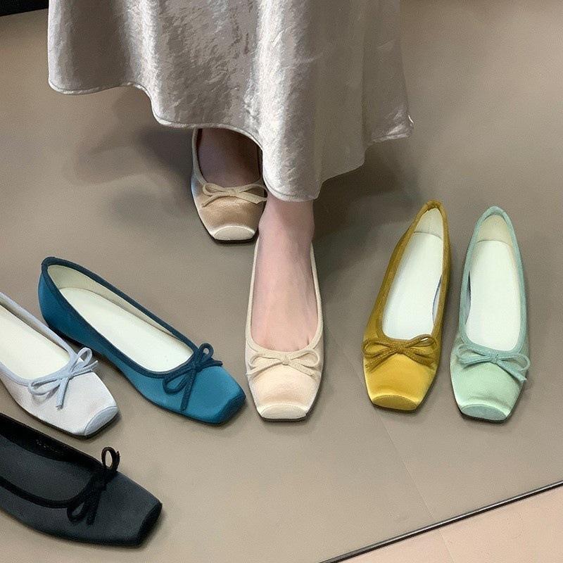 Women's Flats Bow Decorated Comfortable Low Heel Ballet Shoes
