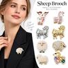 Shiny Rhinestone Sheep Brooch Faux Pearl Lapel Pin Gifts Cardigan Clip  Clothing Accessories