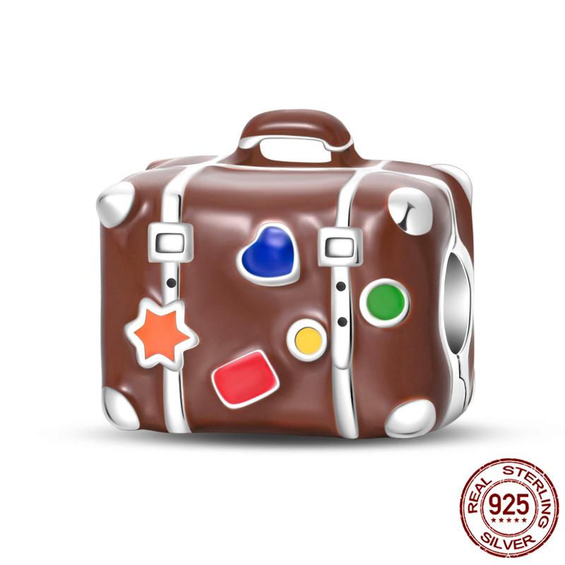 Luggage Airplane Passport Three-Piece Setcopper Charms Fitoriginal Bracelet Jewelry Making For Women Gift