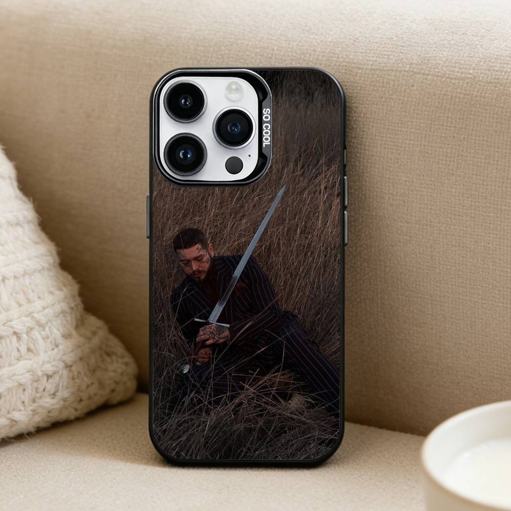 

King P-Post M-Malone Phone Case For iPhone17, 16,15,14,13,12 Pro Max Black Candy Matte Shockproof Cover iPhone16promax