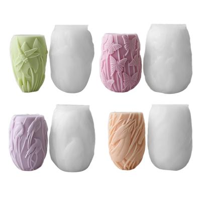 Stampi in Silicone Unici per Artigianato con Candele Stampo Cilindrico a Rilievo Stampo in Silicone per la Produzione di Sapone e Candele Profumate