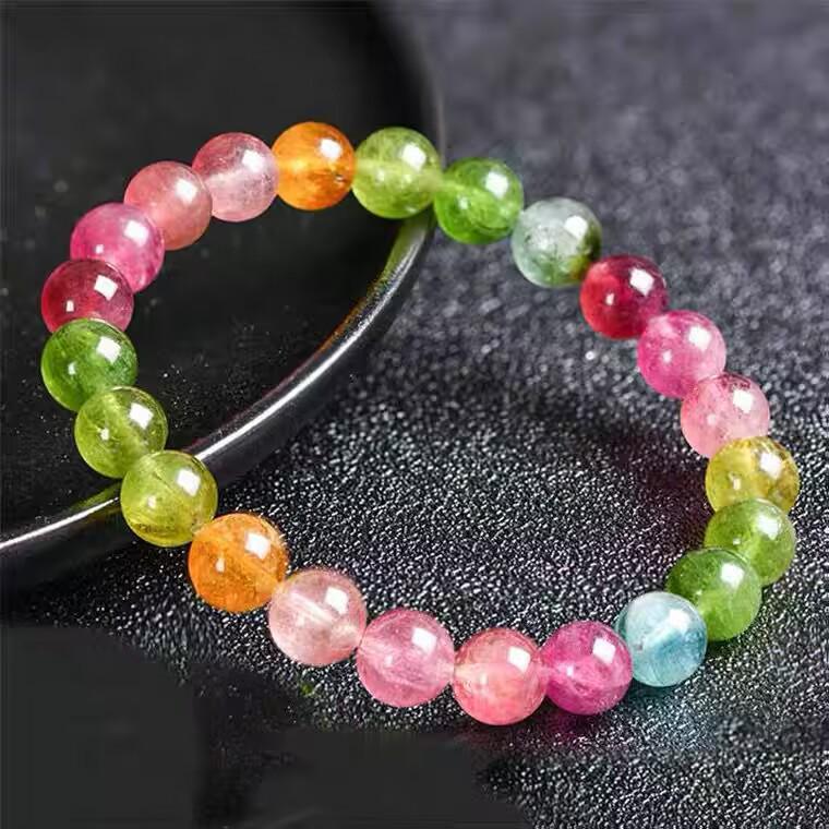 Bixie Bracelet: Brazilian Candy Beads, Rainbow Prosperity Stone, for Women & Couples