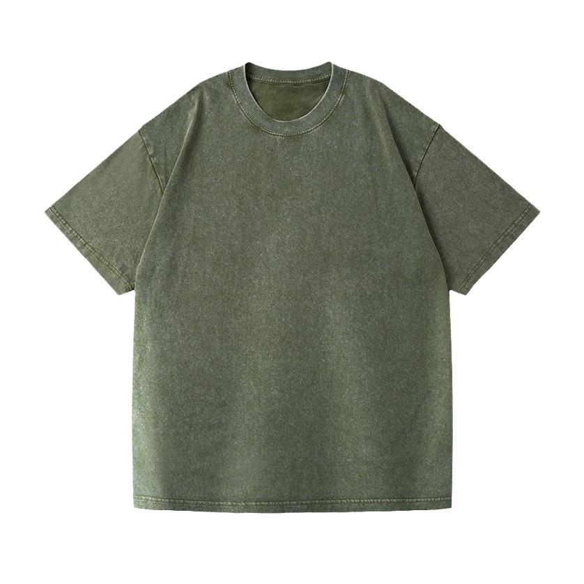 T-shirt Lavata Retrò Fiocco di Neve 230g, Stile Europeo e Americano, Puro Cotone, Vestibilità Larga Girocollo Pullover, T-shirt Uomo Pesante.