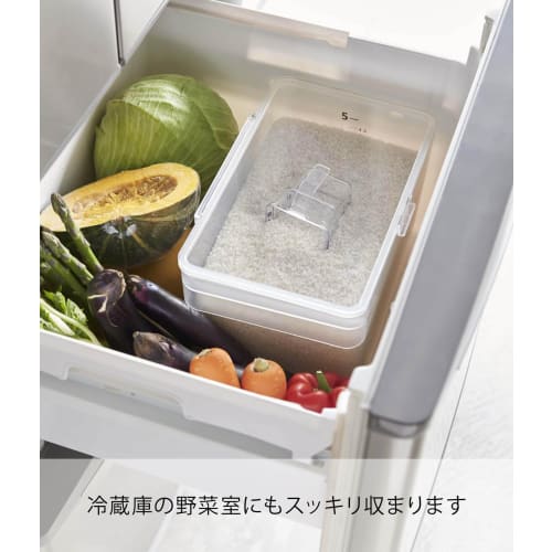 Yamazaki Rice Container, Airtight, Under-Sink Rice Container, 5kg Capacity, Plate, Measuring Cup Included, Clear, 3379