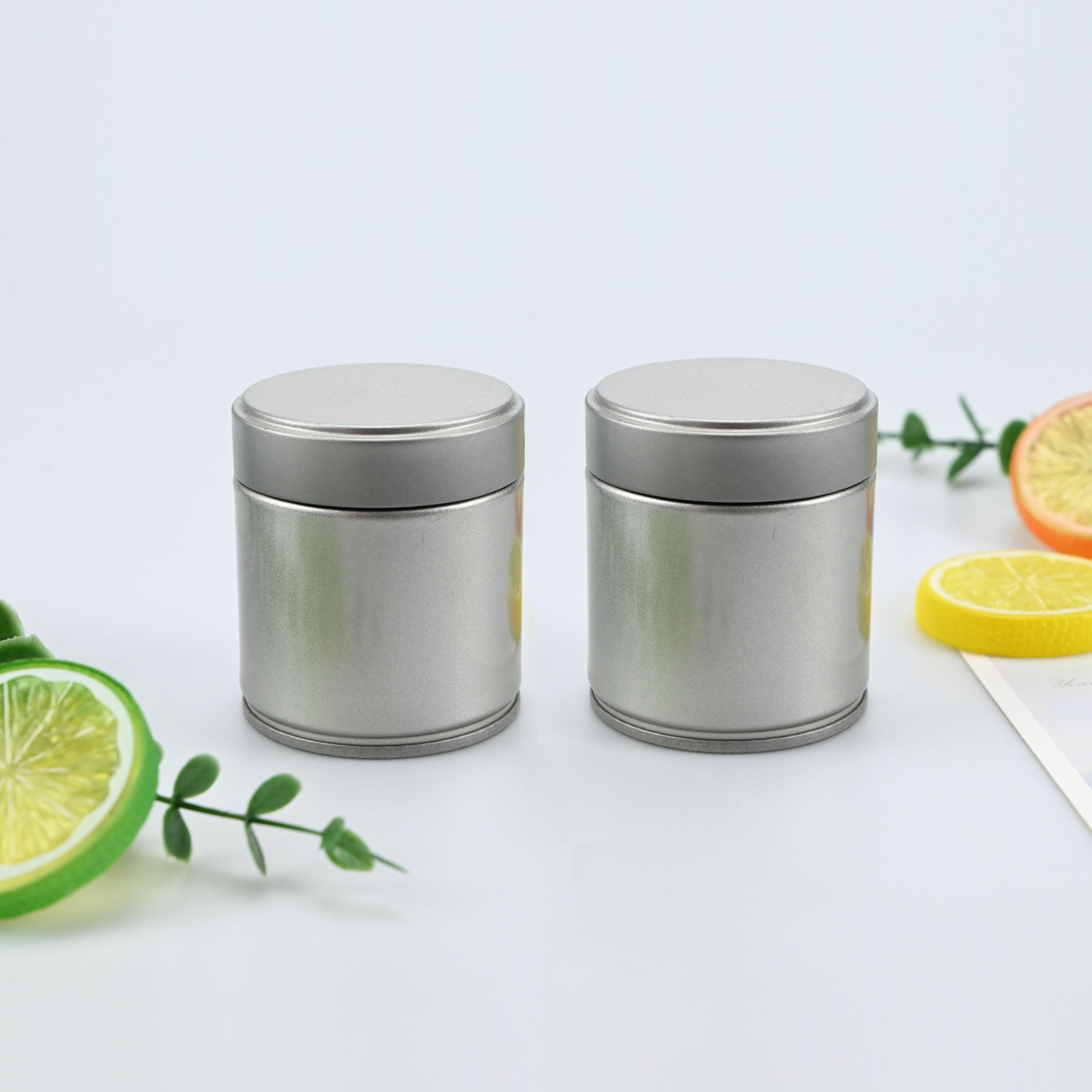 1PC/2PCS Empty White Tinplate Cans Matcha Powder Tin Cans for 50g and 100g Matcha Can Sealed Small Tea Cans  Round Cans