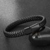 Handwoven Leather Bracelet for Men Vintage Cowhide Braided Rope Wristband with Alloy Pendant