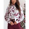 Sweet Spring New Arrival Fashion European and American Style Work Clothing Print Single-Breasted Lace up Bows Long Sleeve Shirt Top Women