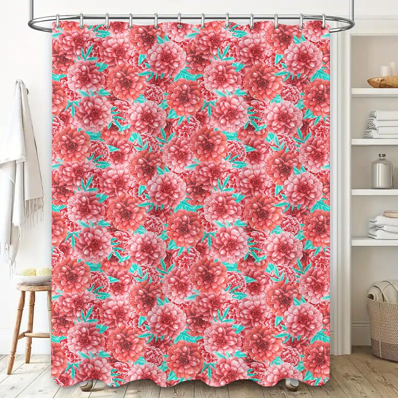 Japanese Style Floral Shower Curtain Bathing Room Decorative Fabric Waterproof Polyester 3D Printing Shower Curtains For Bathroo