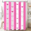 Pink White Striped Shower Curtain With Love Heart Pattern For Bathroom Decor Waterproof Fabric Shampoo Soap Bag Set Home Accesso
