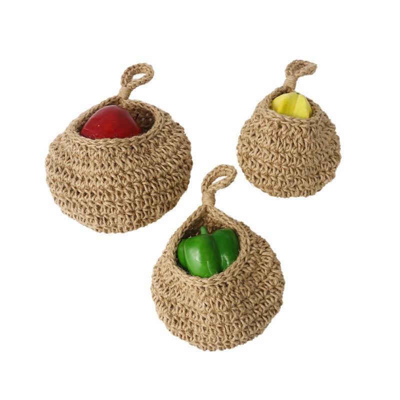 Wall-Mounted Hanging Basket: Fruit, Vegetable, and Plant Cotton Rope Storage