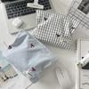 Fashionable Embroidered Plaid Makeup Bag For Women With Cotton Lining For Home Storage