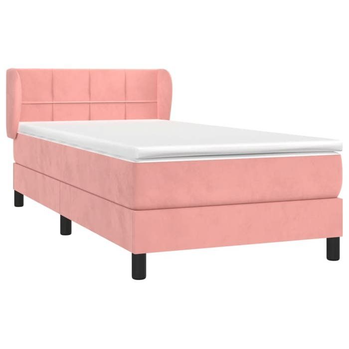 3127474 vidaXL Divan Bed with Mattress Pink 90x200 Cm Velvet
