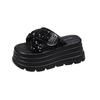 Platform slippers women's fashion outer wear 2025 summer new Korean version small sequined cross muffin sandals
