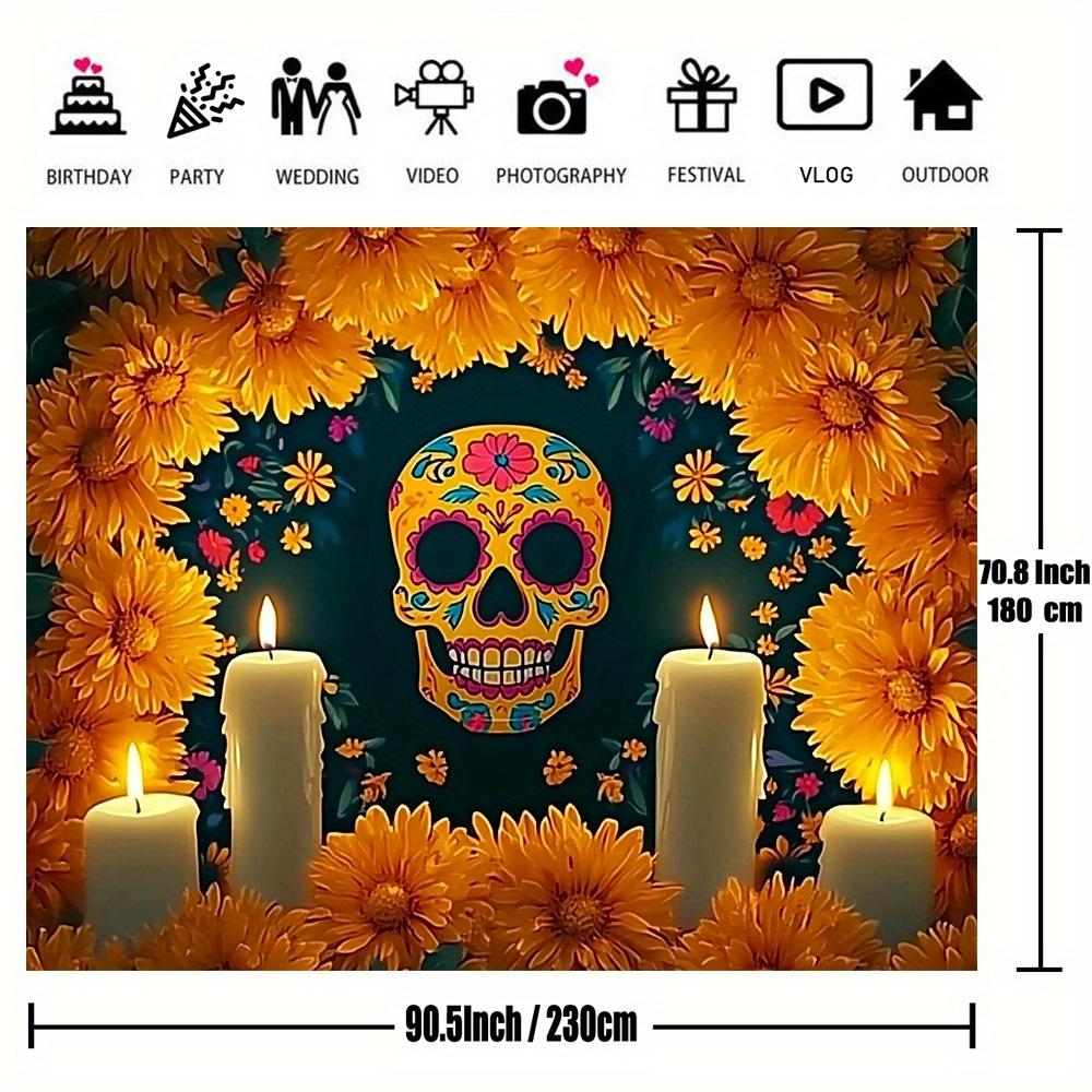 1 piece Death Festival background colorful sugar skull and peanut design polyester party decoration