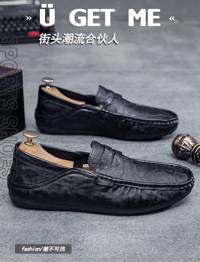 Jarní nové kožené boty pánské s měkkou podrážkou Doudou boty nazouvací ležérní pánské boty pánské boty nízké šněrovací pánské boty