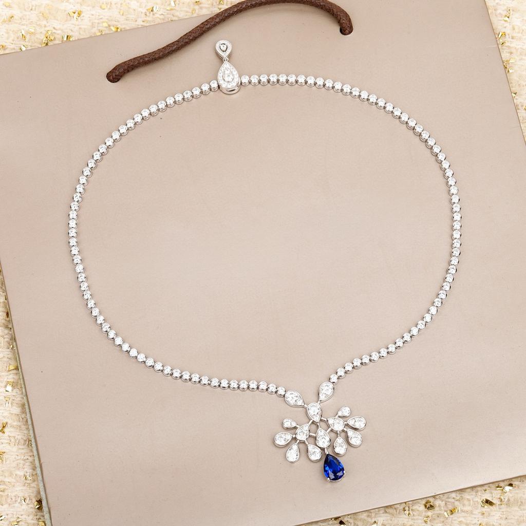 Hot Brand Vintage Water Drop Necklace Luxury Jewelry For Women Designer Pendant Elegance Pure 925 Sliver Party Diamond Necklaces