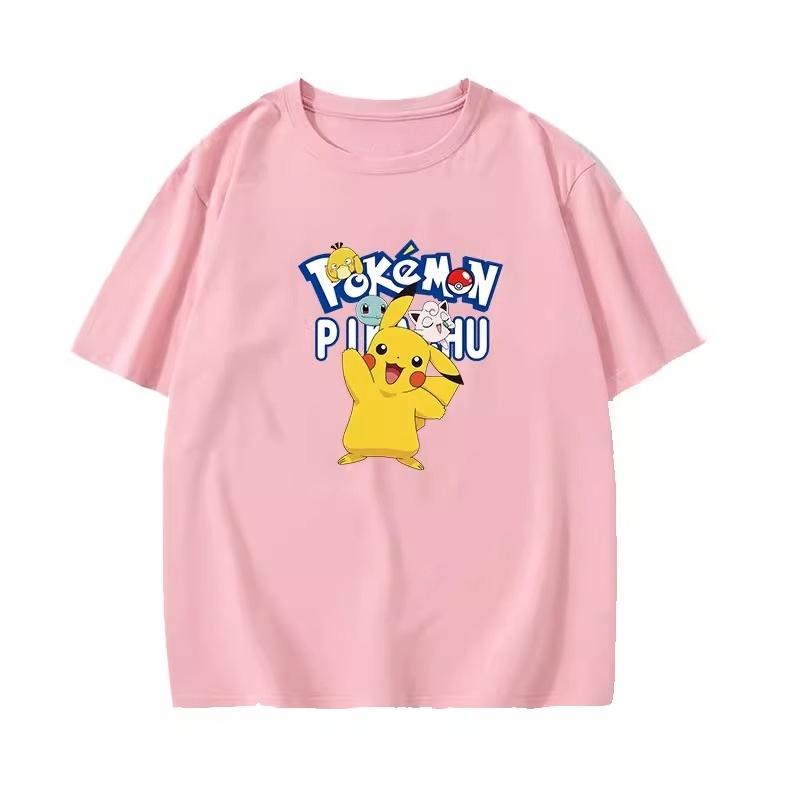 Potdemiel Summer New Pikachu Print Childrens Cotton TShirt Boys and Girls Comfortable and Breathable Childrens TShirt