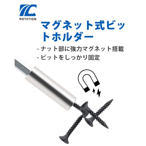 ROTATION Magnetic 1/4-inch Nut Driver with Anti-Slip Handle and Powerful Magnetic Tip, 197mm Overall Length