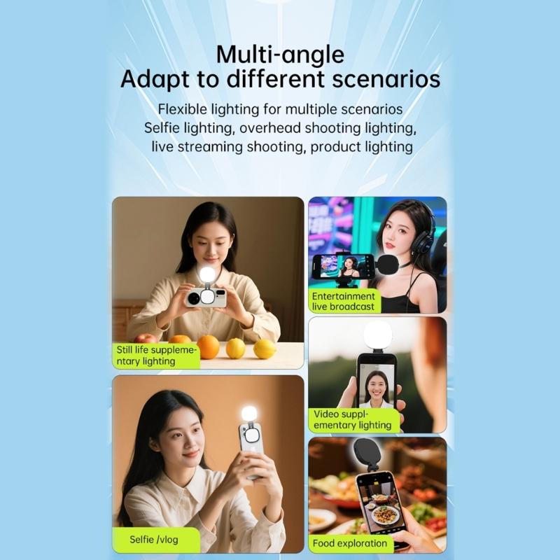 Rechargeable Magnetic LED Circle Light For Smartphone Rotating Angle Individual Portrait Mirror Portable Studio Lighting Type C Charging