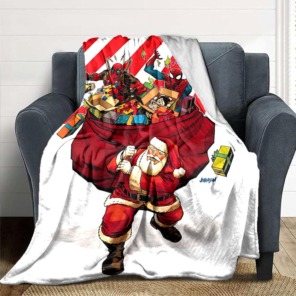 Superheroes Santa Gift Delivery Blanket Soft Throw Blanket For Home Bedroom Bed Sofa Travel Office Solid Christmas Blanket