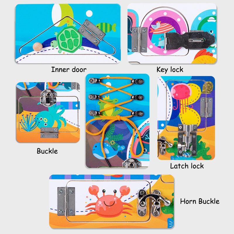 Children Unlock Busy Board Toys Montessori Teaching Life Skills Training DIY Activity Board Education Learning Toy For Preschool