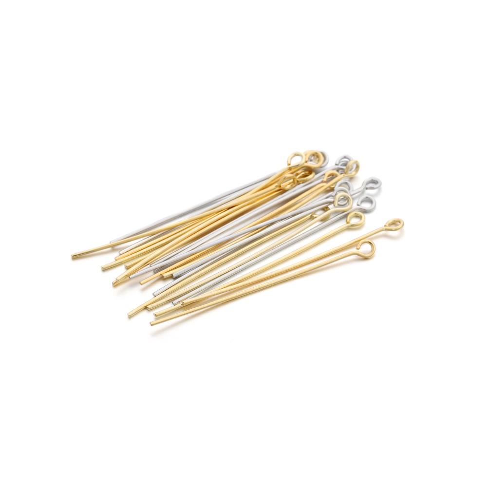 100pcs 20 30 40mm Copper 14K 18K Gold Plating Heads Eye Flat Head Pin For DIY Jewelry Making Findings Accessories