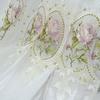 1pc Peony Embroidered Curtain Rod Pocket Curtain For Living Room, Bedroom French Pastoral Flower White Sheer Voile Drapes Home Decor