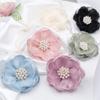 Fabric Flower Appliques with Layered Construction and Center Clusters, Set of Ten for Garments, Hair Accessories and Crafts