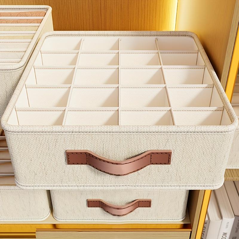 1pc Beige Foldable Storage Organizer Box for Underwear, Bras, Ties & Accessorie Storage Bins