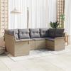 VidaXL 6-Piece Garden Sofa Set with Cushions Beige Poly Rattan 3345500