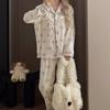 "Cute Dog Dachshund" ins cartoon spring and autumn striped pajamas women's cardigan long-sleeved loungewear autumn and winter suit