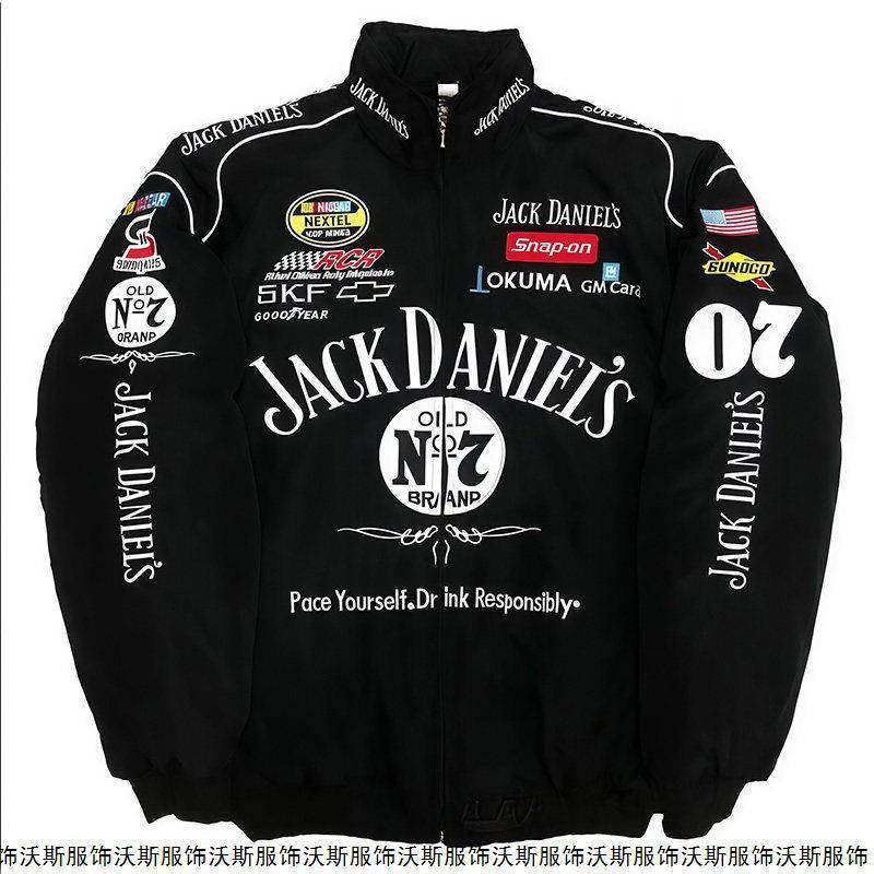 Herren Damen Motorrad Rennstil Winddichte Jacke Lässiger Biker Mantel Leichte Bestickte Retro Sport Oberbekleidung